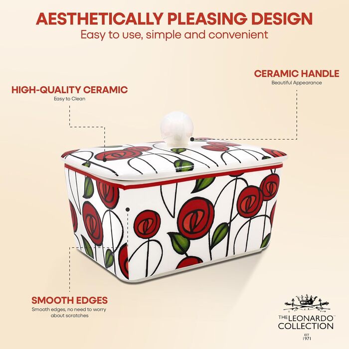 Маслянка з кришкою, китайська кераміка, з гарними акварельними мотивами, розроблена галереєю Дженніфер Роуз для Busy Bees (Mackintosh)