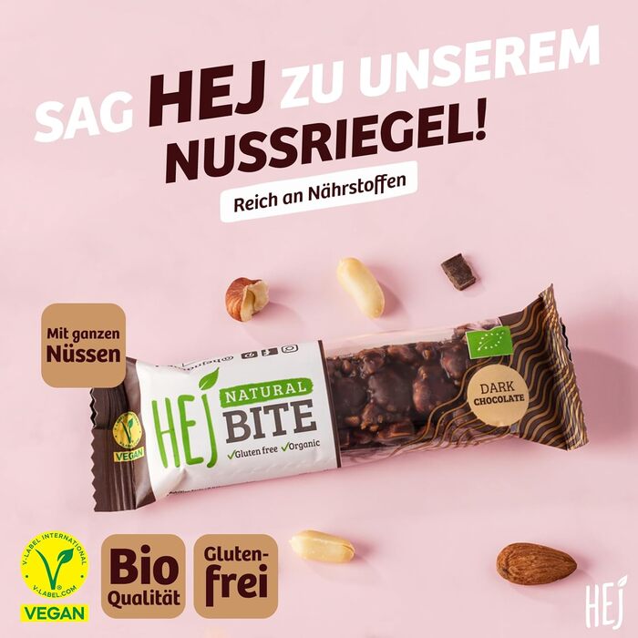 Органічні горіхові батончики - Низьковуглеводна закуска з горіхами - Веганський енергетичний батончик з мигдалем, фундуком та арахісом - Без глютену - Мигдаль та морська сіль 12 x 40 г Мигдаль та морська сіль 12 шт. (1 упаковка) (Темний шоколад, 12 шт. (1