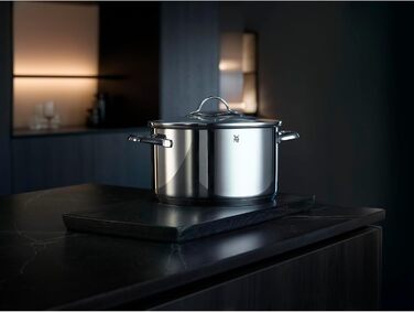Набір індукційних каструль WMF Aparto Advantage Pot Set зі скляною кришкою, полірована нержавіюча сталь Cromargan, набір індукційних каструль без покриття, можна мити в посудомийній машині (набір каструль) (24 см)
