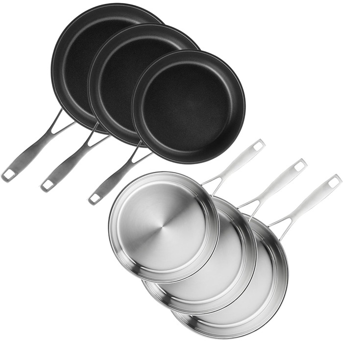 Набір з 6 сковорідок, нержавіюча сталь з покриттям та без покриття Silberthal