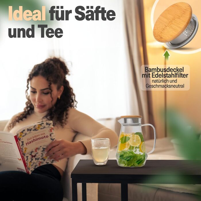 Стеклянный кувшин с крышкой 1,5 л CLIDOR