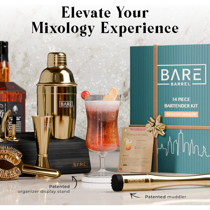 Професійний набір для приготування коктейлів із 14 предметів Bare Barrel