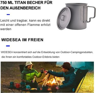 Чашка-термос для кемпінгу 750 мл widesea