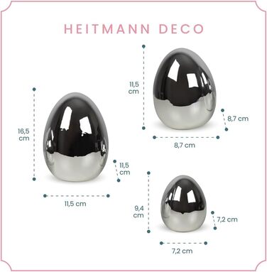 Набір декоративних елементів Heitmann керамічна пасхальна прикраса під порцеляну, для встановлення, біла, приблизно 12,5 x 10,5 x 8 см (яєчне срібло)