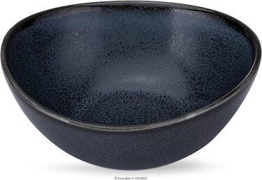 Тверда порцеляна з реактивною глазур'ю - Можна мити в посудомийній машині та мікрохвильовій печі - Неправильна форма - (Чорний / Графітовий / Темно-синій, 12,5 см), 6 шт., TIME BLACK Bowl -