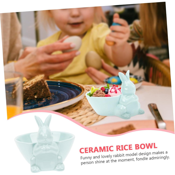 Керамічна миска у формі кролика на Великдень синя Holibanna