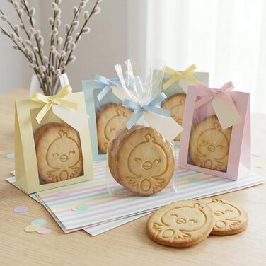 Набір із 3 формочок для пасхального печива, смугастий візерунок у вигляді пасхального яйця, кролик, 2 в 1 зі штампом, 5 x 4 см, можна мити в посудомийній машині, екологічно чистий, стійкий до іржі (пасхальне яйце у формі курчати (7x5 см))