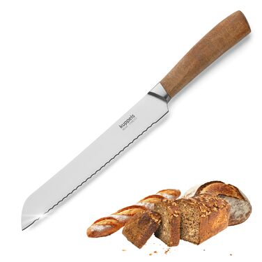 Набір кухонних ножів Kuppels WOOD, 3 предмети ніж шеф-кухаря, ніж універсальний та ніж для овочів з ручкою з акації. Надзвичайно гострий набір ножів з хромо-ванадієвої сталі, професійний набір для овочів та мяса (включає ніж для хліба).