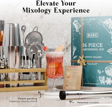 Набір для коктейлів 16 предметів срібний Bare Barrel