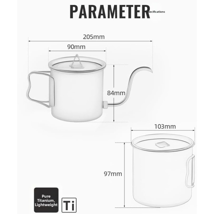 Титановый производный чайный набор 5 предметов NiuLumea