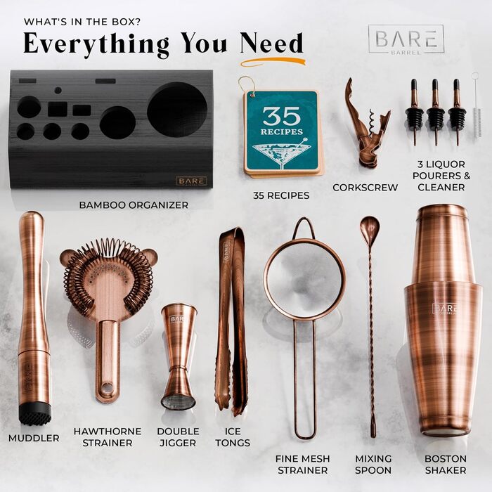 Професійний набір для приготування коктейлів із 14 предметів Bare Barrel