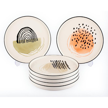 Набор посуды Piatti Naturali на 6 персон для завтрака - набор тарелок из 14 предметов, обеденный сервиз, комбинированный сервиз, тарелка для торта, сейф для посудомоечной машины - цветы (тарелка (6x) - постмодерн)