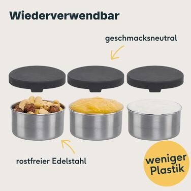 Набір з 3 круглих контейнерів 150 мл до ланч-боксів, нержавіюча сталь Silberthal