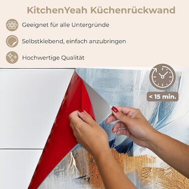 Кухонний фартух 60x80 см Самоклеючий настінний захисний екран для кухні Кухонний фартух Кухонні фасади Кухонні фартухи Кухонна стіна Вода - Пейзаж - (Золотисто-синій, 80 x 150 см)