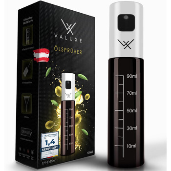 Масляний розпилювач VALUXE для кулінарної олії та оцту зі склом для захисту від ультрафіолету та розпилювальним фільтром - Пляшка для розпилення олії з нержавіючої сталі в білосніжному кольорі - точний розпилювач оливкової олії, масляний розпилювач, розпи