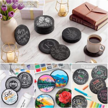 Набір із 12 круглих підставок із натурального сланцю WEWINK PLUS