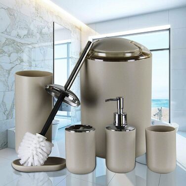 Набір аксесуарів для ванної кімнати, 6 предметів, бежевий Vialex