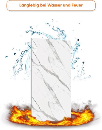 Стінові панелі IZODEKOR під мармур 60x120 см Панель для кухонного фартуха ПВХ-облицювання стін для кухні, ванної кімнати Бризкозахисний екран для кухні Водонепроникний та термостійкий ( панель, новий колір Ice Berg Grey)