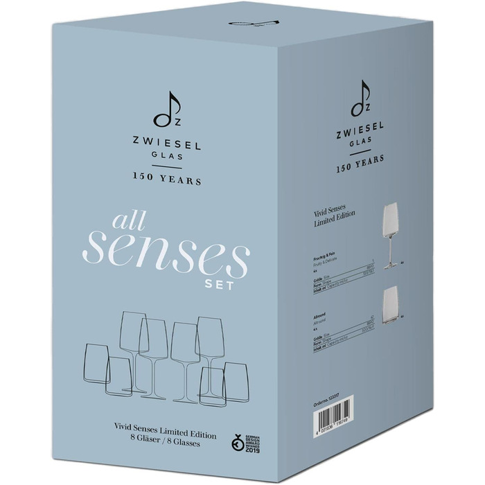 Набір келихів для вина та склянок для води,  8 предметів, Vivid Senses Zwiesel Glas