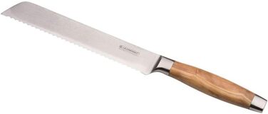 Нож для хлеба, 20 см дамасская сталь, оливковое дерево Le Creuset