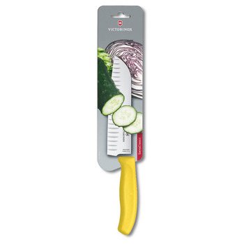 Кухонний ніж Victorinox SwissClassic Santoku лезо 17см ріфл. з жовт. ручкою (блістер)