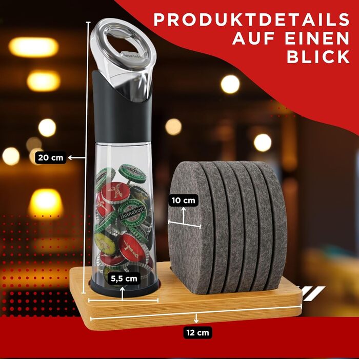 Відкривачка для пляшок з контейнером для кришечок з тримачем wortek