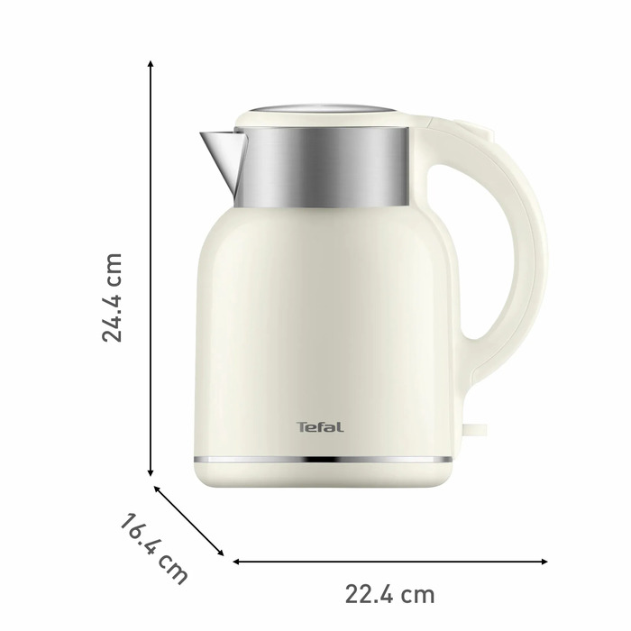 Tefal Електрочайник Thermo Protect XL, 1.9л, пластик, нержавіюча сталь, бежевий