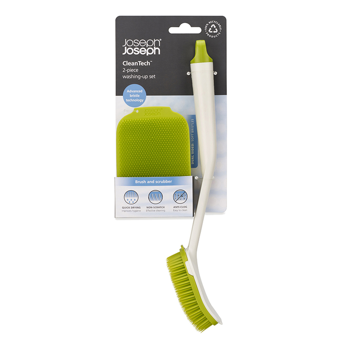 Щетка с рукояткой и скруббер, 2 предмета, белый/зеленый CleanTech Joseph Joseph