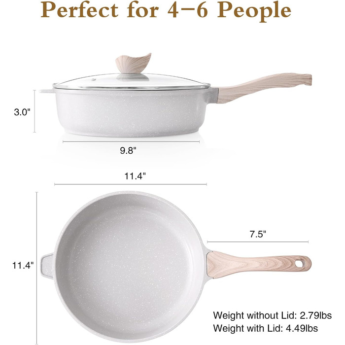 Сковорода с антипригарным покрытием и крышкой 28 см белая Kordisen