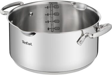 Кастрюля 5 л из нержавеющей стали со стеклянной крышкой 24 см Duetto+ Tefal