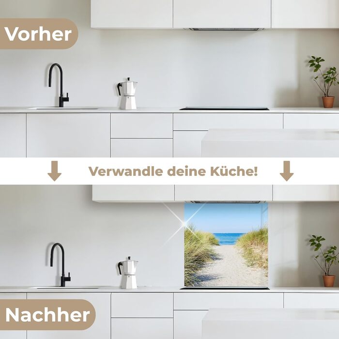 Кухонний фартух 60x80 см Самоклеючий настінний захисний екран для кухні Кухонний фартух Кухонні фасади Кухонні фартухи Кухонна стіна Вода - Пейзаж - (Пляж - Море, 80 x 80 см)