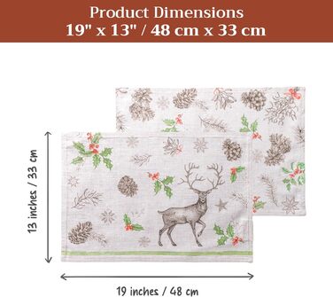 Бавовняні килимки для серветок, набір з 4 шт. , декоративні килимки для серветок, пасхальні килимки, що миються, для свят, вечерь, весни, літа (33 см x 48 см) (27 - Різдвяна роса), 39Hermine 100