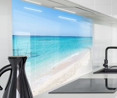 Кухонний фартух Timalo зі скляним виглядом Північне море, очерет, захід сонця, океан, солома 2-мм акрилове скло Бризкозахисна стінка для плити, скляний кухонний фартух, акрилові скляні стінові панелі, захисна панель для фартуха (200 x 58 см, 304- Beach)