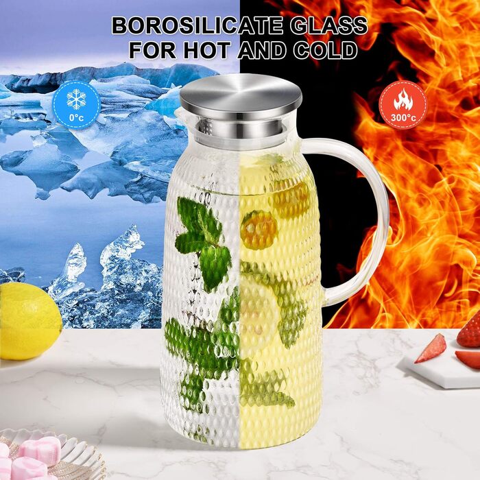 Скляний глечик з кришкою 2,4 л Aofmee