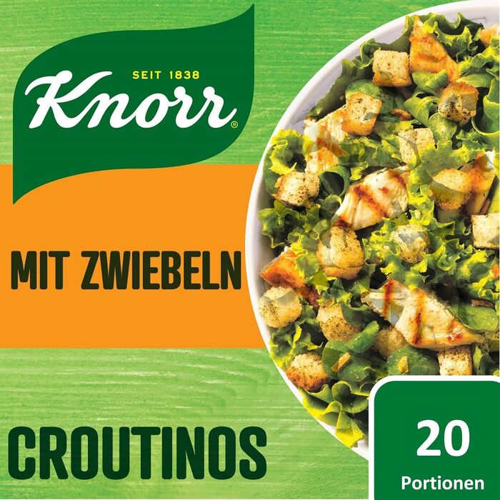 Салатні крутони Knorr з цибулею для смачного салату без додавання підсилювачів смаку 20 шт. по 25 г 1 г (20 шт.)