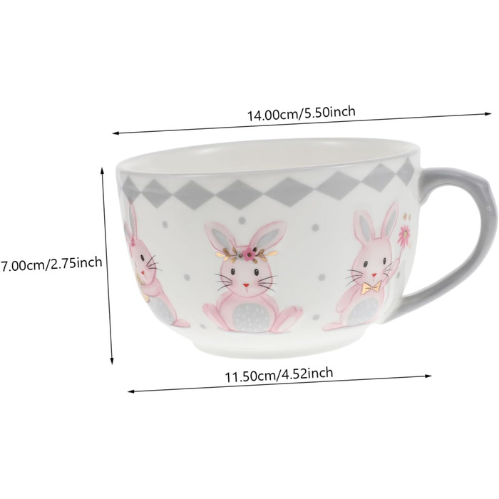 Керамічна тарілка для супу з візерунком кролика на Великдень NAMOARLY