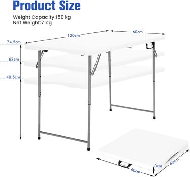 Складной кемпинговый стол 120 х 60 см KOMFOTTEU