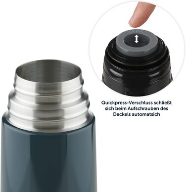 Термос Blumtal Eifel з нержавіючої сталі 500 мл - герметичний термос з чашкою для пиття в дорозі, ізолює гарячі напої, темно-зелений (350 мл, темно-океанський синій)