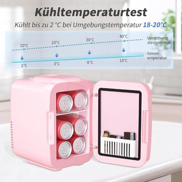 Мини-холодильник со светодиодным зеркалом 4 л розовый YASHE
