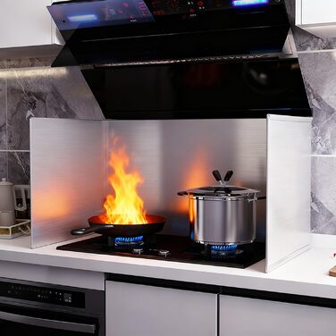 Захист від бризок з нержавіючої сталі для плити, складний настінний захист від бризок для кухні, складний захист від бризок для кухні, практичний для зберігання, для кухонь, варильних поверхонь та посуду (трисекційний, 70*80*50 см)