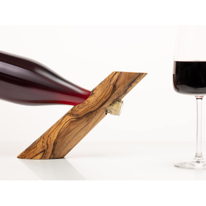 Тримач для винних пляшок SOLTAKO з ексклюзивного оливкового дерева, тримач для пляшок, тримач для вина Ідея подарунка Природа Прикраса столу Підставка для вина 30 см