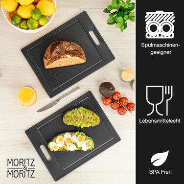 Набор досок разделочных, пластиковых 36 x 27,5 см, набор 2 предмета, черные Moritz & Moritz