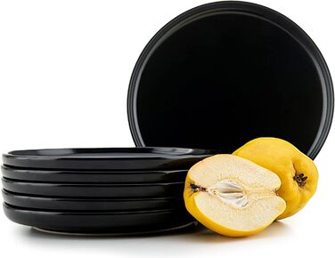 Консімо. Обідні тарілки на 6 персон - Набір з 6 тарілок - Посудомийні машини - Можна використовувати в мікрохвильовій печі - Набір керамічних тарілок - VICTO Modern Велика обідня тарілка - 27 см - (Чорна)