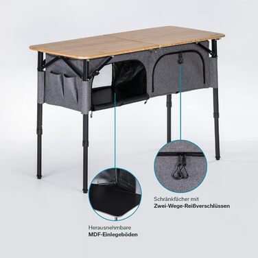 Бамбуковый кемпинговый стол с сетчатой ​​полкой 120 х 50 см Skandika