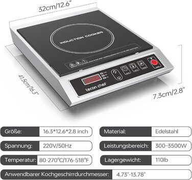Індукційна варильна поверхня 3500 Вт lecon chef
