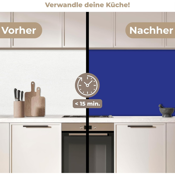 Кухонний фартух 60x250 см, самоклеючий фартух, кухонний фартух, кухонний фасад, самоклеючі кухонні фартухи - Осінь (Однотонний - Синій, 60 x 200 см)