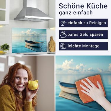 Кухонний фартух Timalo зі скляним виглядом Північне море, очерет, захід сонця, океан, солома 2-мм акрилове скло Бризкозахисна стінка для плити, скляний кухонний фартух, акрилові скляні стінові панелі, захисна панель для фартуха (280 x 58 см, 302- Весловий