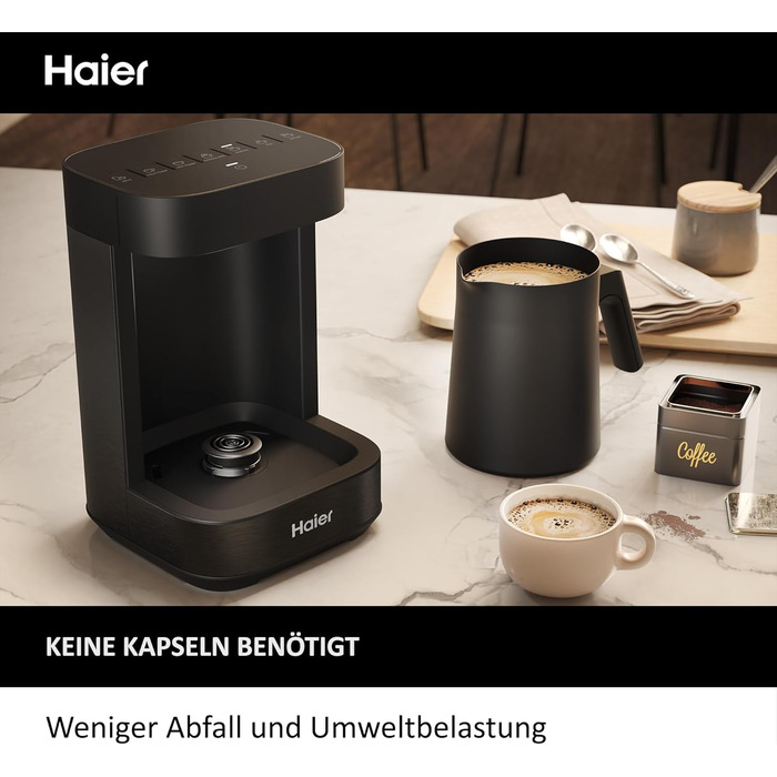 Чайник та спінювач молока Haier в одному Прилад для приготування кількох напоїв із вбудованим чайником та спінювачем молока Багато програм для кави, гарячого шоколаду, чаю та заварювання Серія 5 - HMB5A