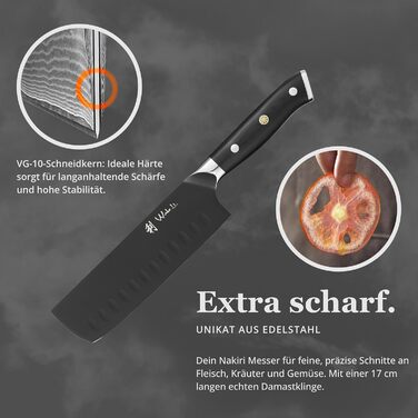 Набор ножей Wakoli Titanium Noir (5 предметов) в магнитном блоке профессиональный кухонный набор с лезвиями из нержавеющей стали (12,521 см), черным покрытием, включая нож Накири