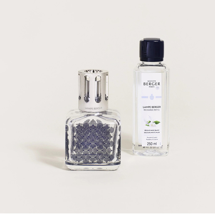 Аромалампа Maison Berger Paris ICE CUBE GINKGO, 250 мл + Наповнювач з ароматом DELICATE WHITE MUSK, 250 мл